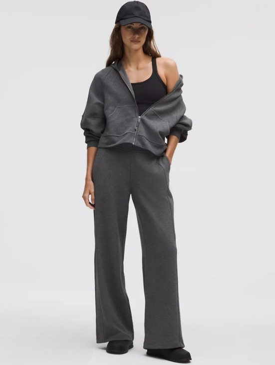 lululemon athletica Pants - Lululemon Athletica Scuba MR Wide Leg Pant Waffle Grey Workout Athleisure S NEW